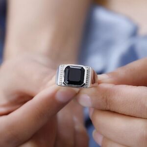 Artisan ✦ Black Spinel Platinum Ring ✦ 7.00ctw Size 14 Rare Statement ✦ NWT